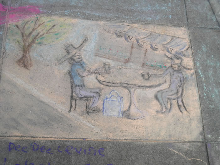 Chalk Art Honorable Mention: Café Scene by Dee Dee Levine